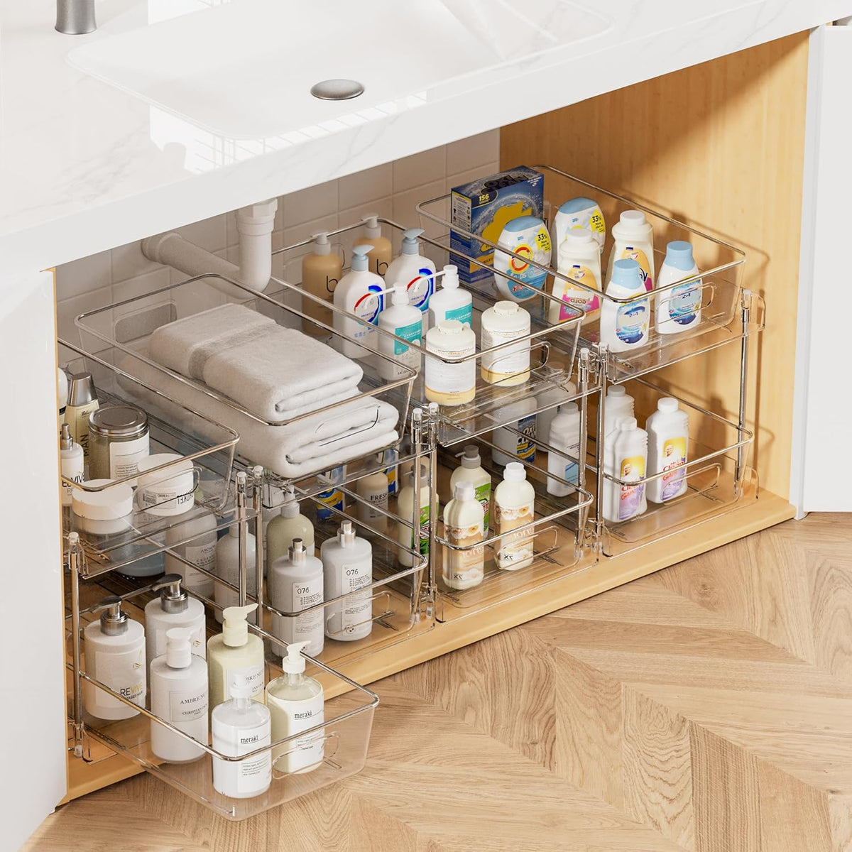 4 Pack Pull Out Bathroom under Sink Organizer (S-Standard)
