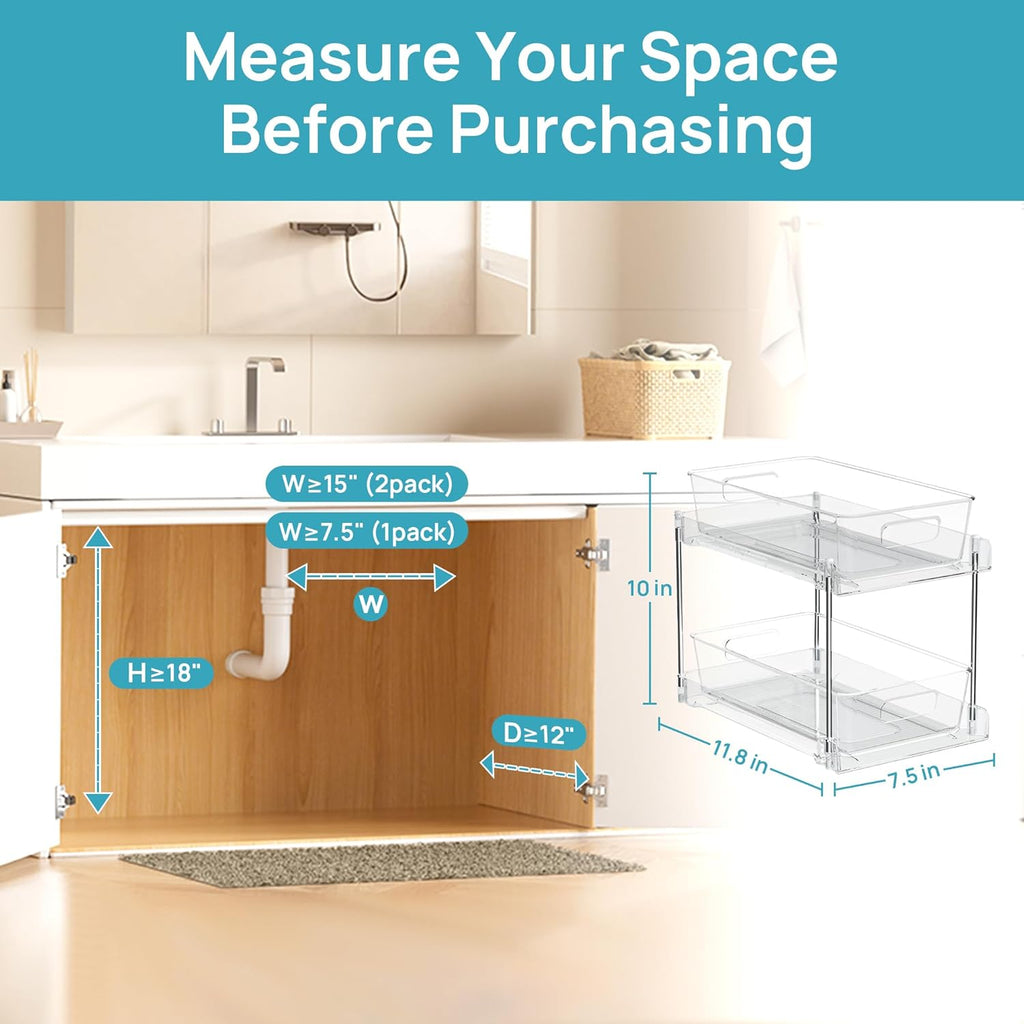 4 Pack Pull Out Bathroom under Sink Organizer (S-Standard)