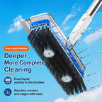 All-In-1 Liquid Dispensing Floor Scrubber Brush Squeegee Broom - Household Multipurpose Cleaning Tool, Long Ergonomic Handle, Press-To-Release Soap Tank, Hard Bristles, Stand-Up Design for Tile, Bathtub, Home Goods, Cleaning Household Items