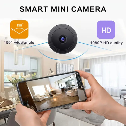 2026 New 3Pc Smart HD A9 Camera, 1080P Wide-Angle Lens, Night Vision, Motion Detection, APP Remote Control Viewing - Portable Indoor/Outdoor Car Interior Accessory for Pets