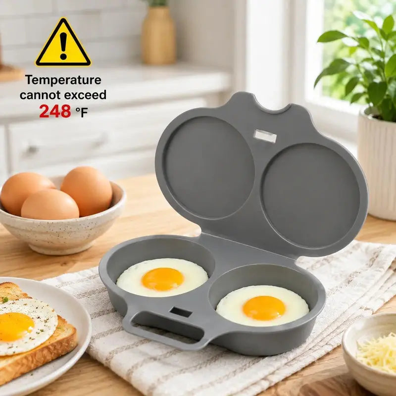 Dark Gray 2-Cup Capacity round Non-Stick Microwave Omelette Maker Utensil - Bpa-Free Food-Grade PP Plastic, Circular Mold, Quick Meals Prep, Perfect round Shape, Dishwasher-Safe Kitchen Egg Cooker Gadget