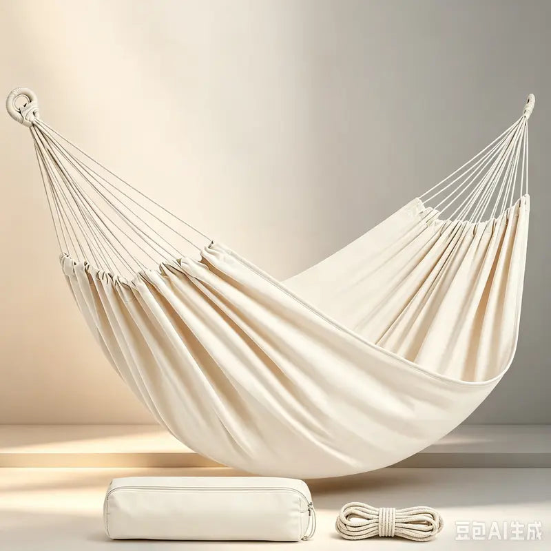 Buy One Get One Free: Get 1 Single Hammock Free. Upgraded Extra-Large Double Canvas Hammock, Portable Outdoor Swing, Equipped with 1M Thickened Ropes and Storage Bag, for Camping, Backyard, Travel, Group Parties, Ideal Gift, Buy 1 Get 1 Free Product