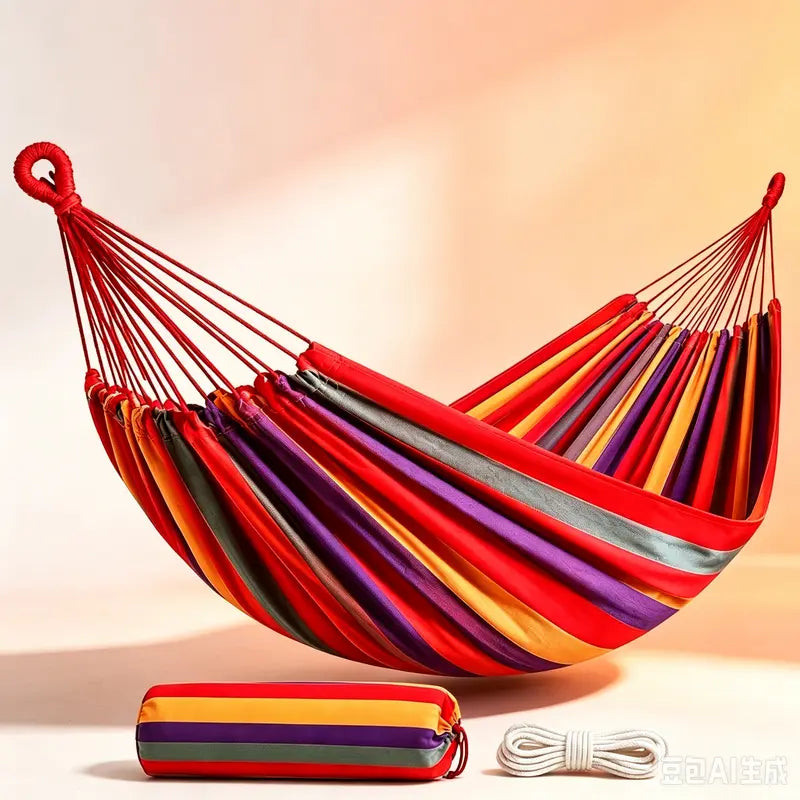 Buy One Get One Free: Get 1 Single Hammock Free. Upgraded Extra-Large Double Canvas Hammock, Portable Outdoor Swing, Equipped with 1M Thickened Ropes and Storage Bag, for Camping, Backyard, Travel, Group Parties, Ideal Gift, Buy 1 Get 1 Free Product