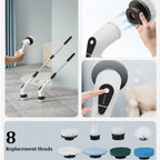 Electric Spin Scrubber – 8 Brush Heads, 54" Extendable Handle