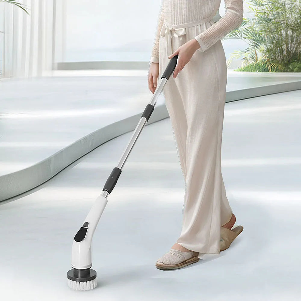 Electric Spin Scrubber – 8 Brush Heads, 54" Extendable Handle
