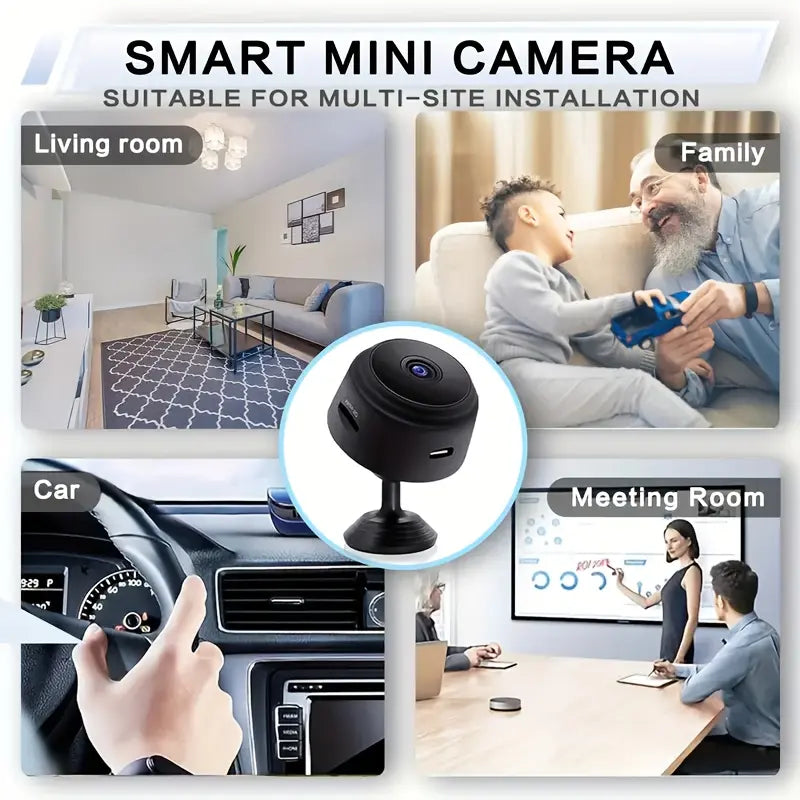 2026 New 3Pc Smart HD A9 Camera, 1080P Wide-Angle Lens, Night Vision, Motion Detection, APP Remote Control Viewing - Portable Indoor/Outdoor Car Interior Accessory for Pets