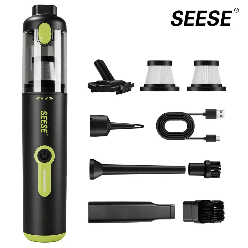SEESE Car Vacuum Portable Cordless, 20000Pa 2 in 1 Vacuum Cleaner&Air Duster, 100W Brushless Motor Handheld Vacuum Cordless with 6000Mah Battery, Multi-Nozzles for Car, Home, Office, Pet