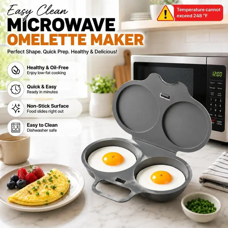 Dark Gray 2-Cup Capacity round Non-Stick Microwave Omelette Maker Utensil - Bpa-Free Food-Grade PP Plastic, Circular Mold, Quick Meals Prep, Perfect round Shape, Dishwasher-Safe Kitchen Egg Cooker Gadget