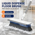 All-In-1 Liquid Dispensing Floor Scrubber Brush Squeegee Broom - Household Multipurpose Cleaning Tool, Long Ergonomic Handle, Press-To-Release Soap Tank, Hard Bristles, Stand-Up Design for Tile, Bathtub, Home Goods, Cleaning Household Items