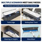 All-In-1 Liquid Dispensing Floor Scrubber Brush Squeegee Broom - Household Multipurpose Cleaning Tool, Long Ergonomic Handle, Press-To-Release Soap Tank, Hard Bristles, Stand-Up Design for Tile, Bathtub, Home Goods, Cleaning Household Items