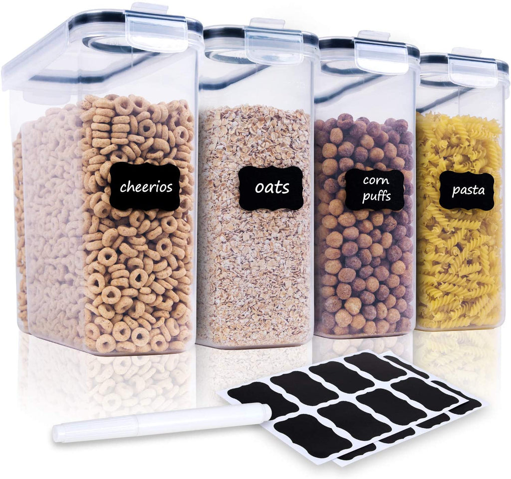 Cereal Containers Storage Set - 4 Piece Airtight Large Food Storage Containers(135.2Oz), BPA Free Dispenser Plastic Cereal Storage Containers