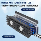 All-In-1 Liquid Dispensing Floor Scrubber Brush Squeegee Broom - Household Multipurpose Cleaning Tool, Long Ergonomic Handle, Press-To-Release Soap Tank, Hard Bristles, Stand-Up Design for Tile, Bathtub, Home Goods, Cleaning Household Items